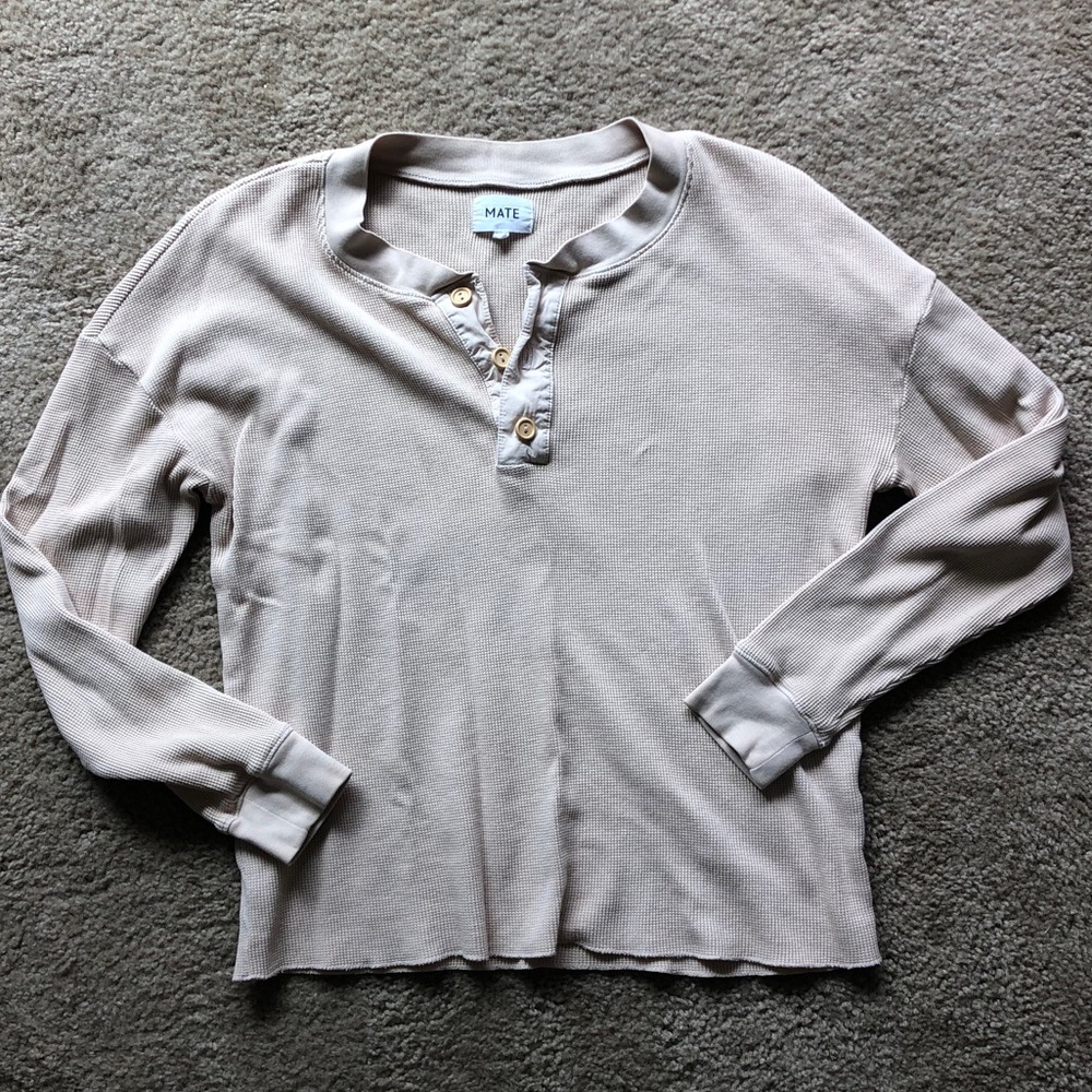 MATE the Label Long Sleeve Tee in Beige